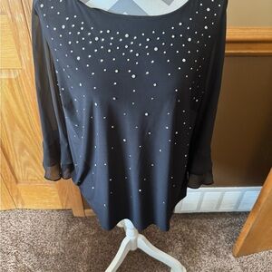 Roz & Ali Black Blouse with Embellishments